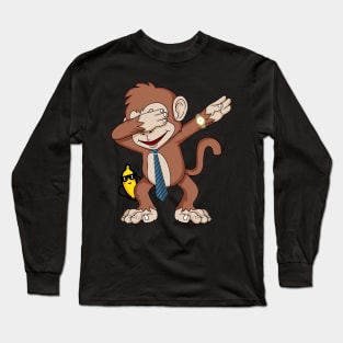 Dabbing Monkey Funny Birthday Gift Long Sleeve T-Shirt